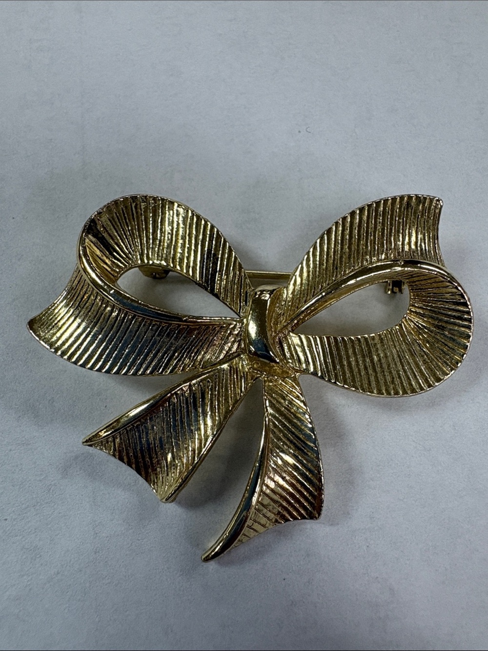Gold Ribbon Bow Brooch - Elegant Women’s Jewelry